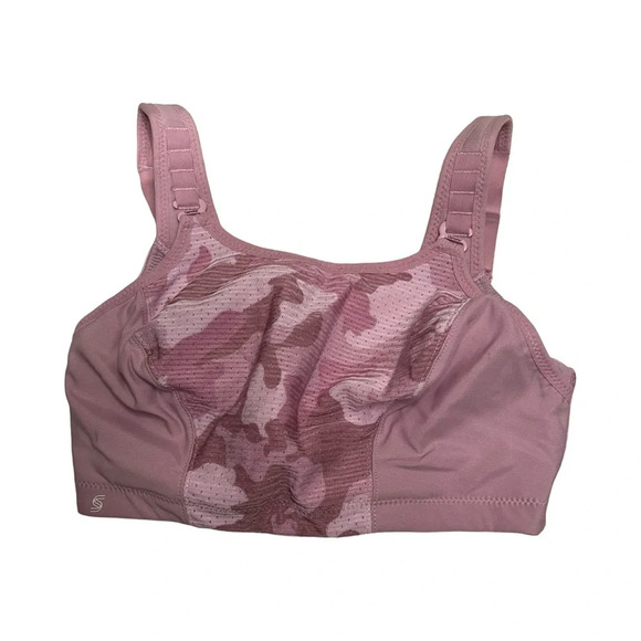 Glamorise Sports Bra 32F nursing adjustable straps wireless Purple Camo - Picture 1 of 3